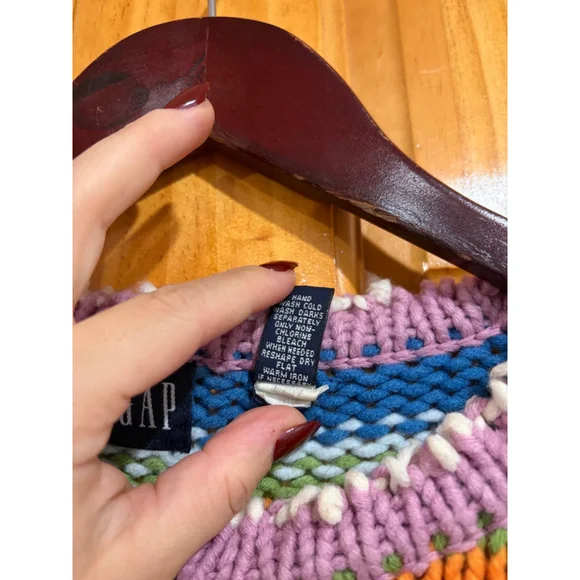 Vintage GAP 2000 Holiday Rainbow Stripe Wool Blend Crewneck Sweater XL - Picture 7 of 7